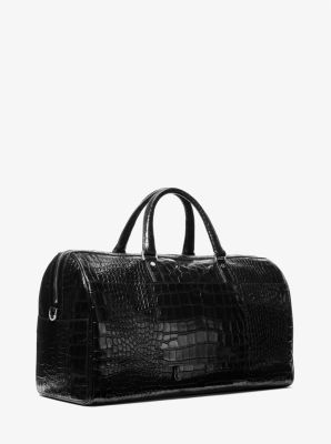 Bedford Travel Extra-Large Crocodile Embossed Leather Weekender Bag image number 2