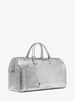 Bedford Travel Extra-Large Metallic Crocodile Embossed Leather Weekender Bag image number 2