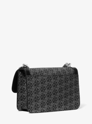 Borsa a spalla Heather grande con logo Empire metallizzato