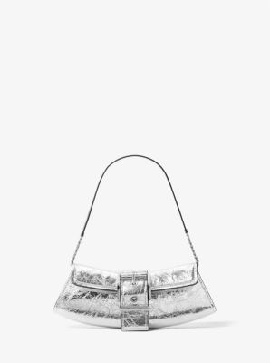 Colby Small Crackled Metallic Leather Convertible Clutch