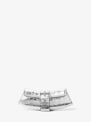 Colby Small Crackled Metallic Leather Convertible Clutch