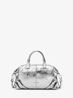 Darrington Metallic Small Crackled Leather Satchel image number 0