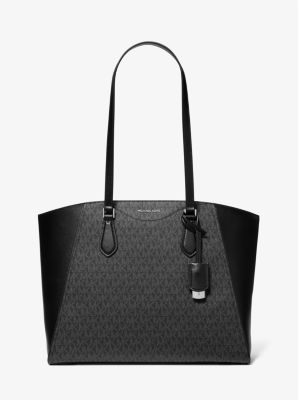 Taryn Large Signature Logo and Leather Tote Bag image number 0