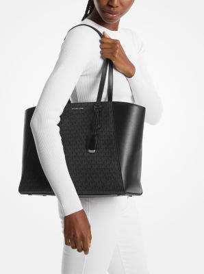 Taryn Large Signature Logo and Leather Tote Bag image number 3