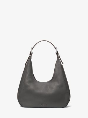 Nolita Small Pebbled Leather Hobo Shoulder Bag in SLATE | Michael Kors