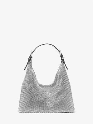 Bolso hobo de hombro Nolita pequeño de malla metálica con diamantes de imitación (edición limitada) image number 0