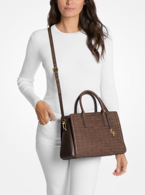Borsa a mano Laila media in pelle brunita con logo in rilievo image number 2