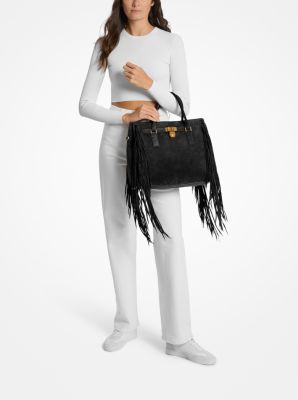 Hamilton Moderne Small Fringed Suede Satchel image number 2