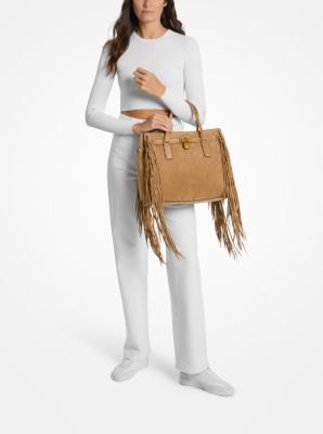 Hamilton Moderne Small Fringed Suede Satchel