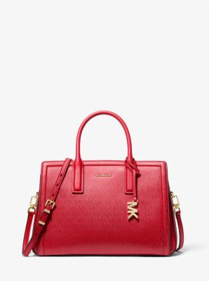 Henkeltasche Laila Medium mit Signature-Logomuster in Metallic-Optik