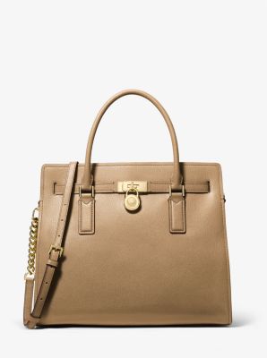 Michael Kors Hamilton Moderne Large Leather Satchel In Brown