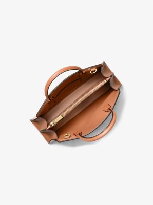 Cornelia Medium Pebbled Leather Satchel in LUGGAGE | Michael Kors