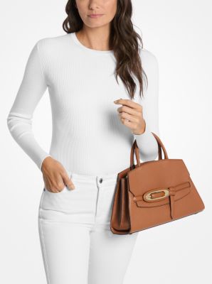Cornelia Medium Pebbled Leather Satchel in LUGGAGE | Michael Kors