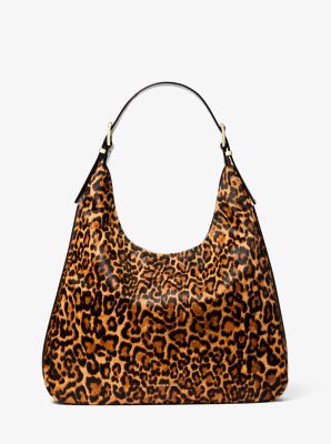 Schultertasche Nolita Large aus Kalbshaar mit großem Leopardenmuster