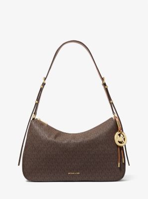 MK Schultertasche Nolita Medium Mit Signature-Logomuster - Braun