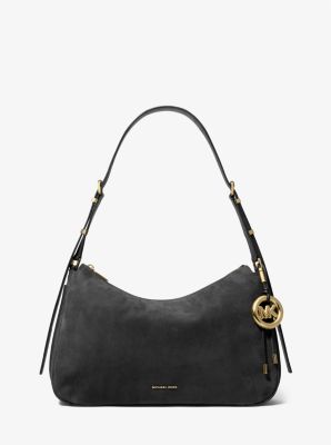 MK Wandelbare Schultertasche Nolita Medium Aus Nubuk - Schwarz