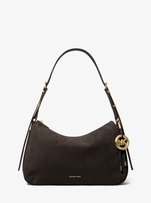 MK Wandelbare Schultertasche Nolita Medium Aus Nubuk - Braun