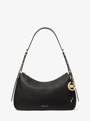 MK Schultertasche Nolita Medium Aus Gekrispeltem Leder - Schwarz