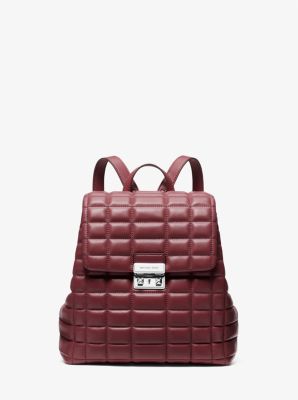 MK Rucksack Tribeca Small Aus Abgestepptem Leder - Rot