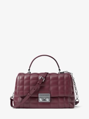 Tribeca Medium Quilted Leather Satchel in OXBLOOD | Michael Kors