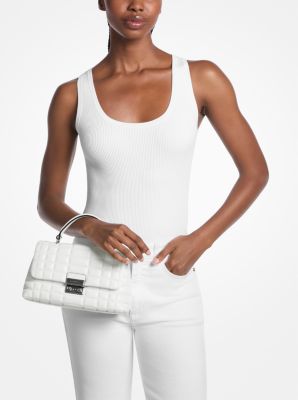 Tribeca Medium Quilted Leather Satchel in OPTIC WHITE | Michael Kors