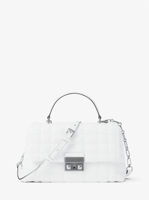 MK Henkeltasche Tribeca Medium Aus Abgestepptem Leder - Weiss