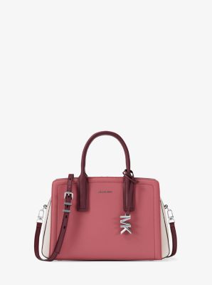 MK Henkeltasche Laila Small Aus Leder In Blockfarben - Rot