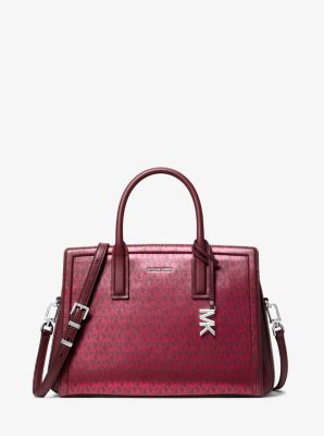 Henkeltasche Laila Medium mit Signature-Logomuster in Metallic-Optik
