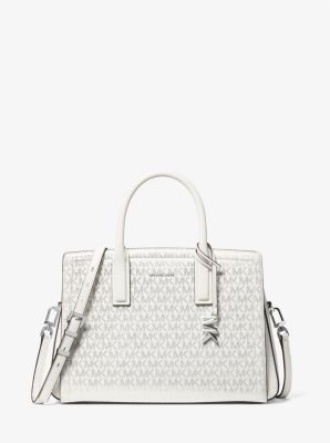 Henkeltasche Laila Medium mit Signature-Logomuster in Metallic-Optik