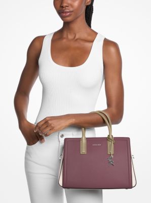 Laila Medium Color-Block Leather Satchel image number 3