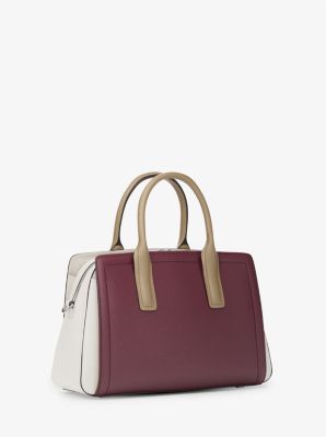 Laila Medium Color-Block Leather Satchel image number 4