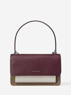 Thumbnail - MK Schultertasche Claire Large Aus Gekrispeltem Leder In Blockfarben - Rot - Michael Kors