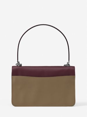 Grand sac porté épaule Claire à couleurs contrastées en cuir grainé in MULTI ROUGE SANG | Michael Kors