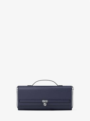 MK Wandelbare Schultertasche Hamilton Moderne Medium Aus Leder - Blau