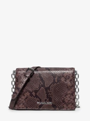 Brinkley Medium Snake-Embossed Leather Messenger Bag