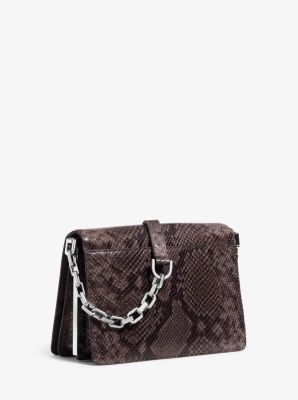 Brinkley Medium Snake-Embossed Leather Messenger Bag