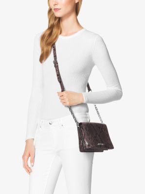 Brinkley Medium Snake-Embossed Leather Messenger Bag