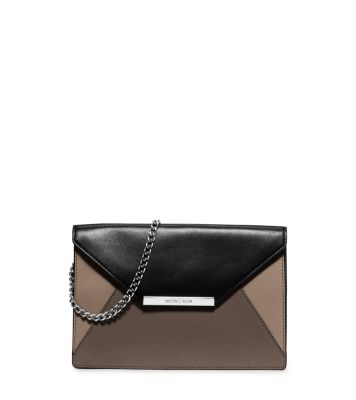 Michael Kors White Leather Lana Envelope Chain Clutch Michael Kors