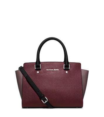 Selma Medium Color-Block Leather Satchel