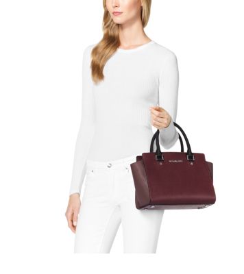 Selma Medium Color-Block Leather Satchel