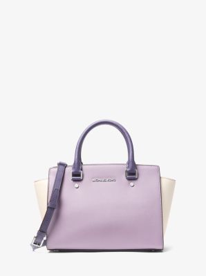 Selma Large Color-Block Leather Satchel