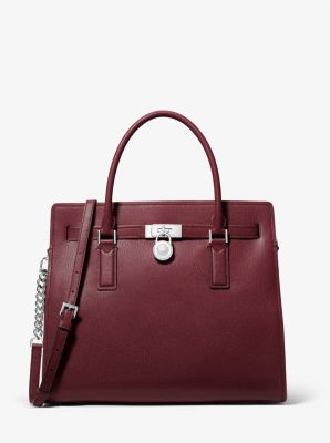 Michael Kors Hamilton Moderne Large Leather Satchel In Red