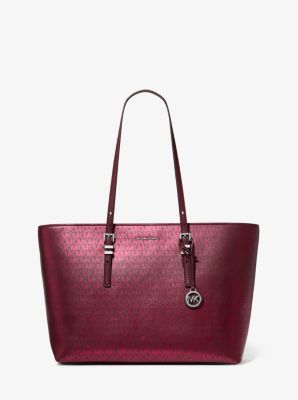 Borsa tote Quinn grande metallizzata con logo image number 0