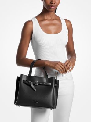 Sac Emilia de taille moyenne en cuir grainé in NOIR | Michael Kors