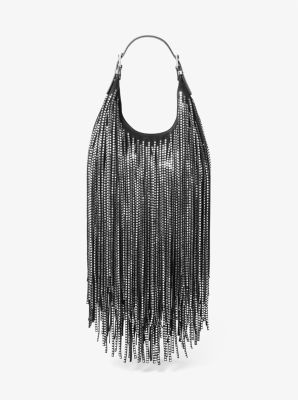 Limited-Edition Nolita Small Studded Fringe Suede Hobo Shoulder Bag