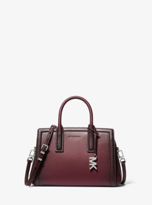 Michael Kors Laila Small Burnished Leather Satchel In Red