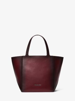 Borsa Tote Jordi media in pelle brunita in ROSSO SCURO | Michael Kors