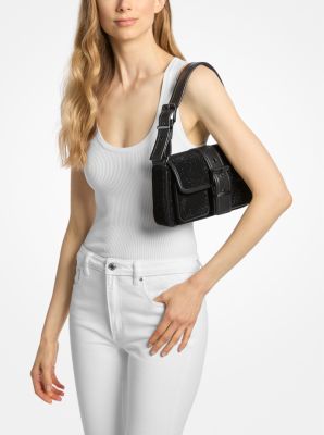 Colby Medium Embellished Suede Shoulder Bag in BLACK | Michael Kors