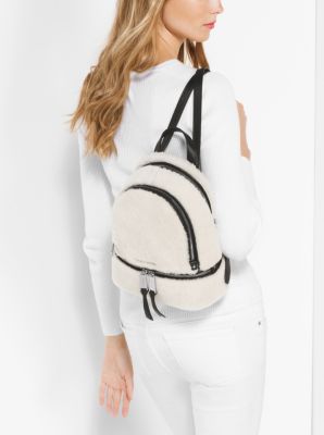 Rhea Small Shearling and Leather Backpack Michael Kors Canada