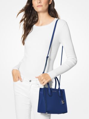 Michael Kors Mercer Medium Pebbled Leather Crossbody Bag- Blue